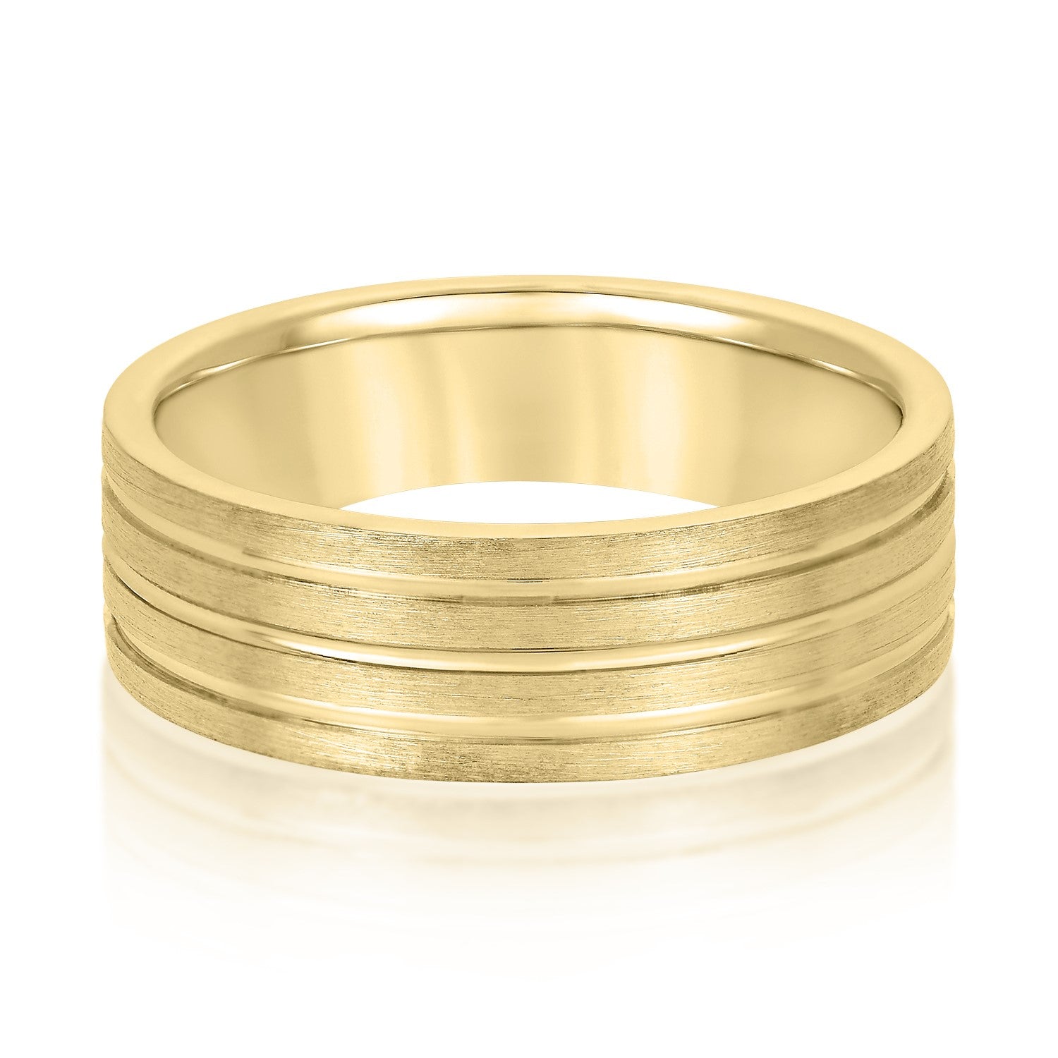 Men's 3 Groove Textured Wedding Band-VIRABYANI